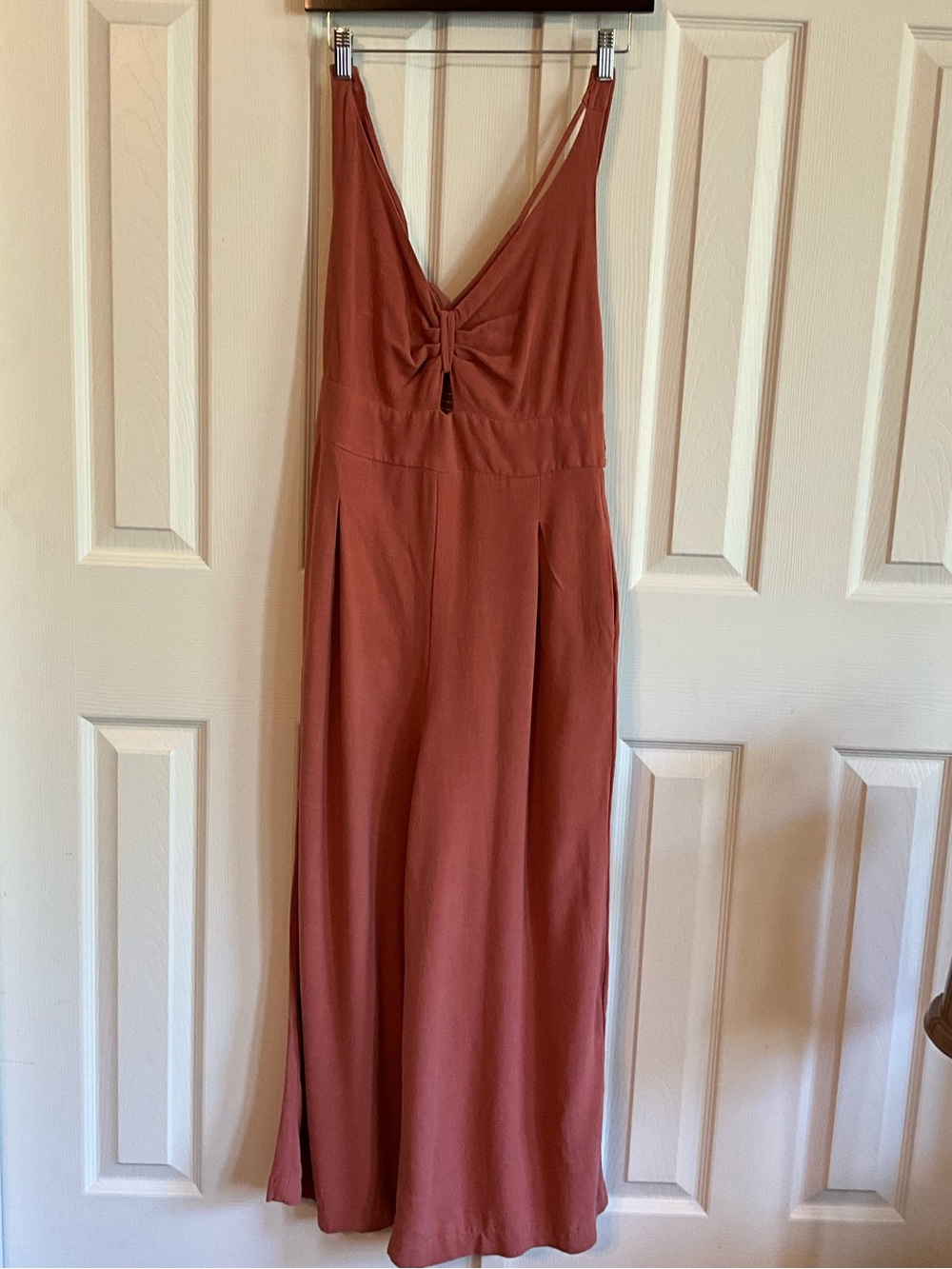 Rust Red Sleeveless Maxi Dress with Front Twist